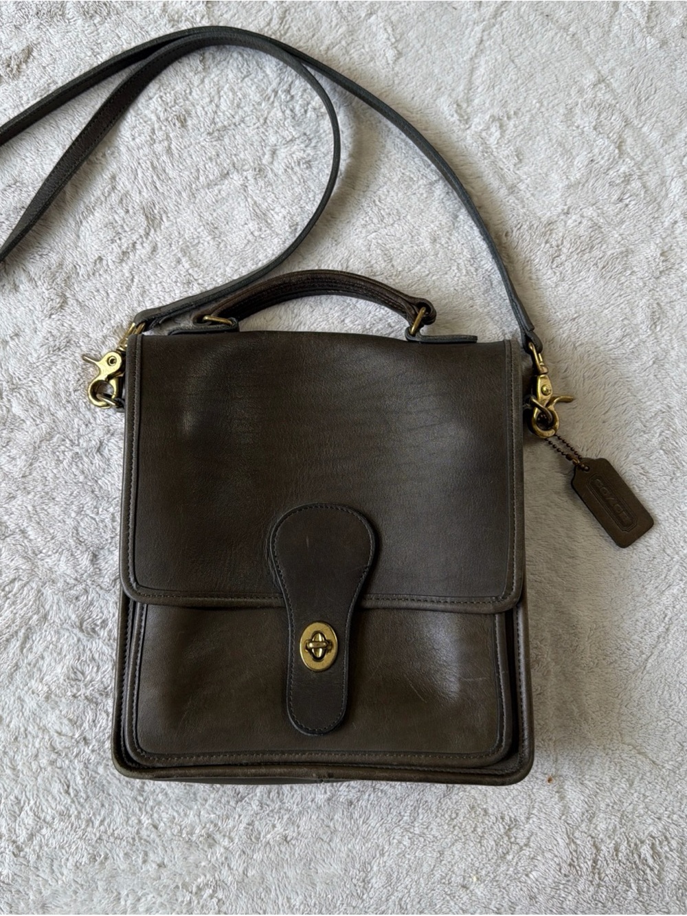 Vintage Coach Station Crossbody Bag No 0710-351 RARE Dark Olive Green! Pre-1994.